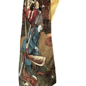 Vtg Polo Ralph Lauren Mens Silk Necktie 90s Handmade Victorian Golf Art Deco